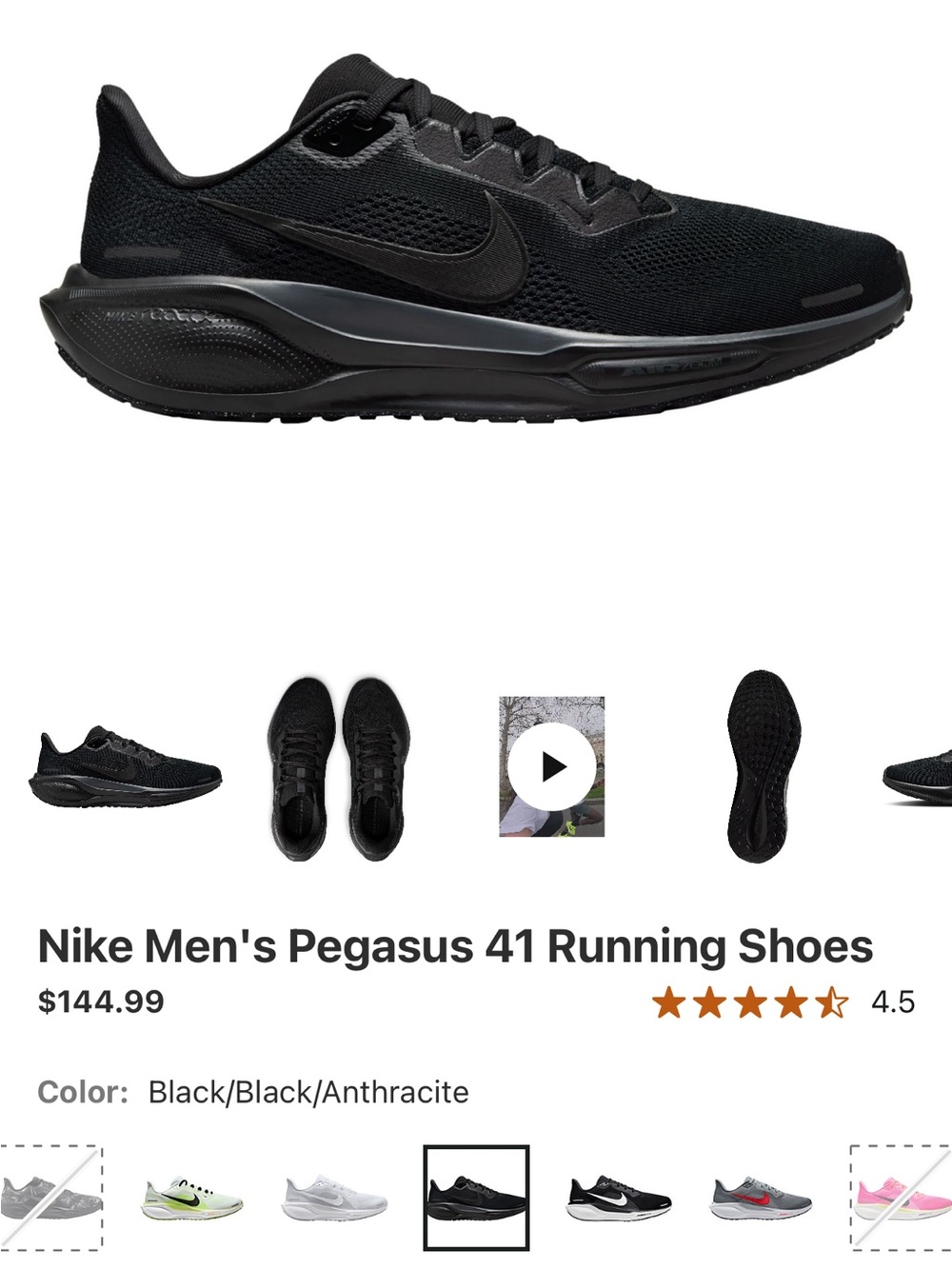 Nike air zoom pegasus 41. Black. Size 12.